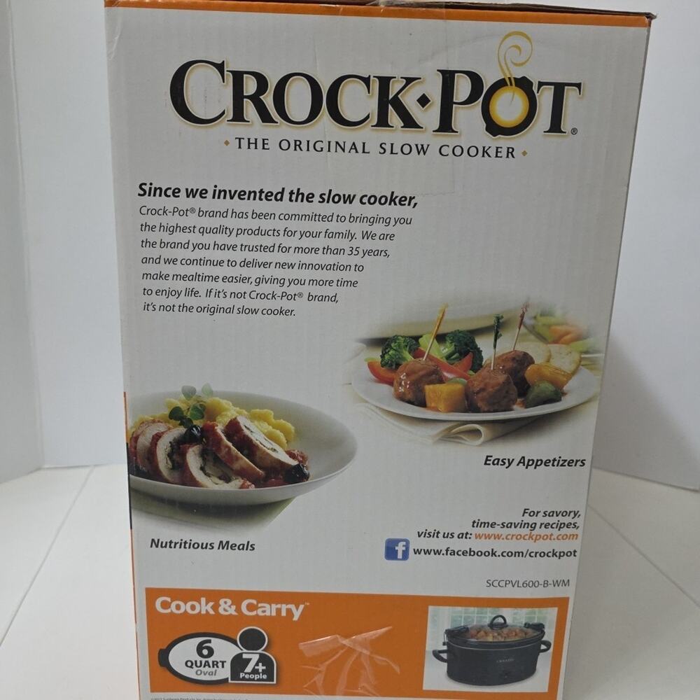 Crock Pot Slow Cooker Original COOK & CARRY 6 QT. OVAL #SCCPVL600 New - Picture 4 of 6